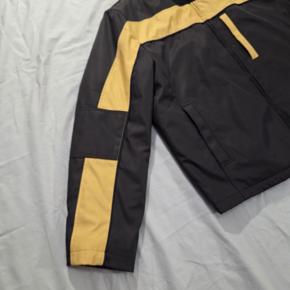 Cole Haan Quilt Lined Men's Winter Coat‎ Jacket Size Large Black Yellow Stripe - Picture 4 of 15